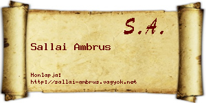 Sallai Ambrus névjegykártya